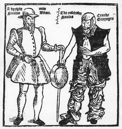 Nicholas Jennings in der Gestalt eines Krüppels und eines Bandenführers, aus 